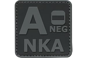 LEGEEON Blackout Subdued ANEG A- NKA Blood Type No Known Allergies Tactical Morale PVC Rubber Fastener Patch