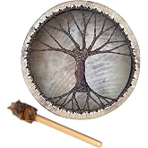 Shaman Drum 10 Inch Handmade Shamanic Drum Hand Drum With Drum Stick Tree of Life Sound Healing Tool For Spiritual Music, Reflection Meditation(Tree of Life)