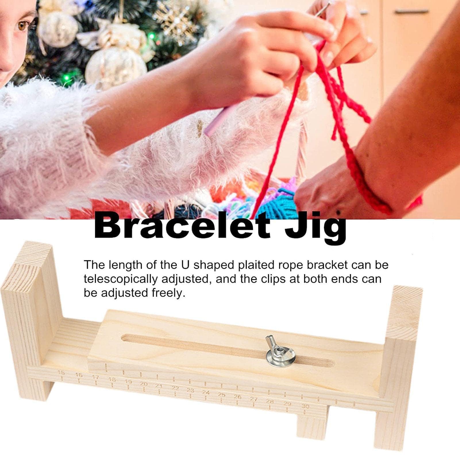 Wood Bracelet Jig, Adjustable Paracord Jig Bracelet Maker DIY Hand Knitting Wristband Jig for Bracelets Necklaces Car Hangings