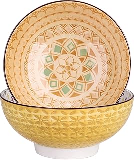 Vancasso Schalen Set, Tulip 2 teilig große Schalen Set aus Porzellan, Suppenschalen, Ramen Schale, Dessertschale, Salatschalen, Servierschalen, Schüssel, 1200ML