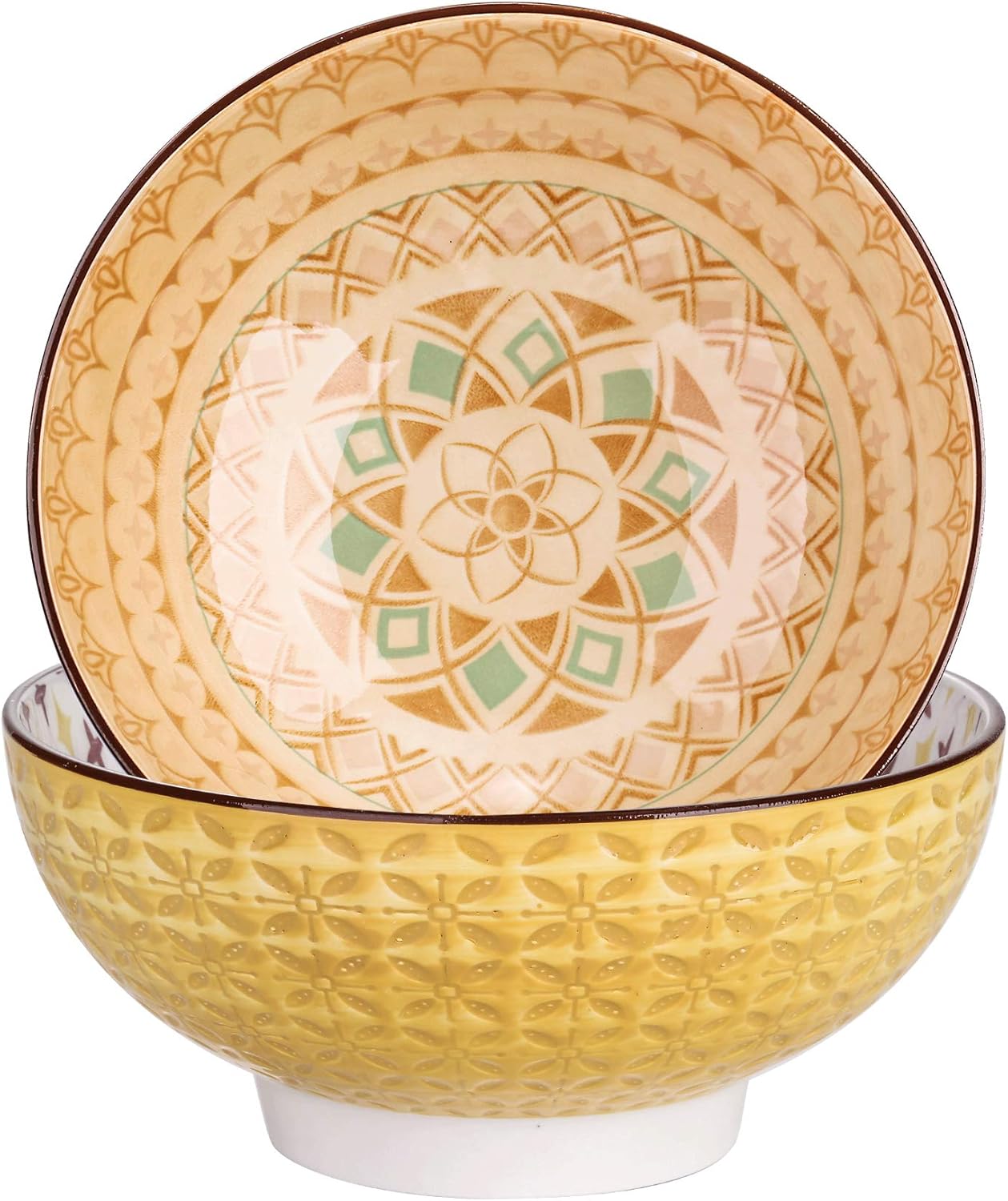 Vancasso Schalen Set, Tulip 2 teilig große Schalen Set aus Porzellan, Suppenschalen, Ramen Schale, Dessertschale, Salatschalen, Servierschalen, Schüssel, 1200ML