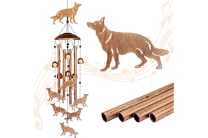 GDNSFIT German Shepherd Wind Chimes for Outside, Metal Windchimes Outdoors, Shepherd Gifts for Women/Men, Memorial/Birthday Gifts, Garden Decor for Outside, Patio or Yard, Durable Chimes for Outdoors