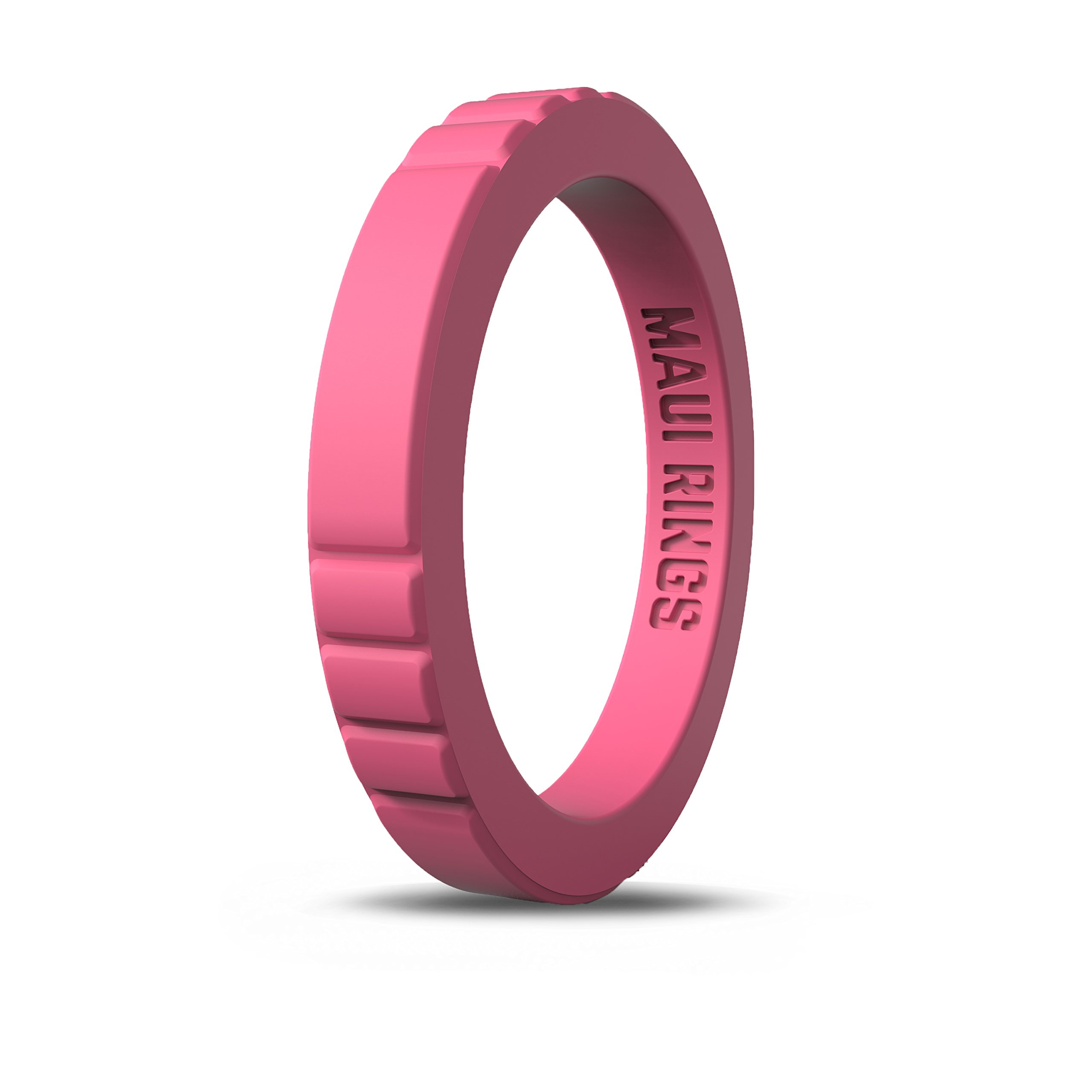 MAUI RINGS ELEGANT Silicone Engagement Rings for Women Stackable Rings Silicone Wedding Ring for Women Silicone Bands Silicone Ring Wedding Band Womens Rings Stacking Rings (FRESH STRAWBERRY, 8)