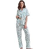 NAP BOUND 100% Cotton Pajamas for Women Sets 2 Pieces Pjs Button short sleeves with Pockets Soft Sleepwear Loungewear XS-XXL