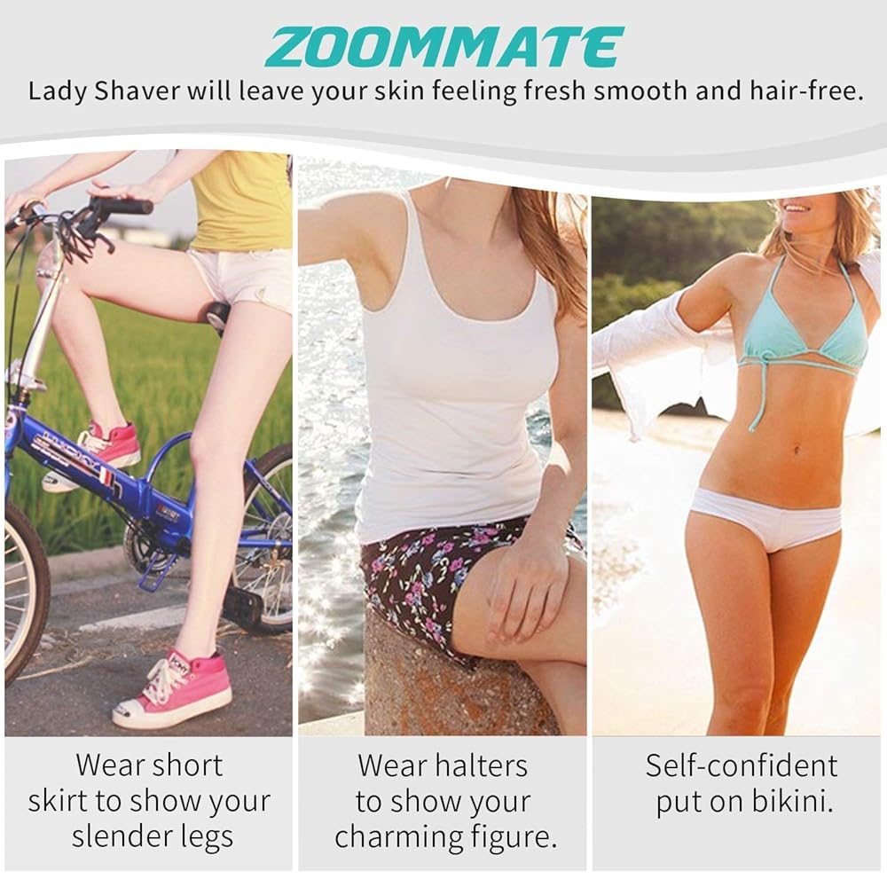 Wet or Dry Use Electric Razor, Bikini Trimmer Body (Green) aooty