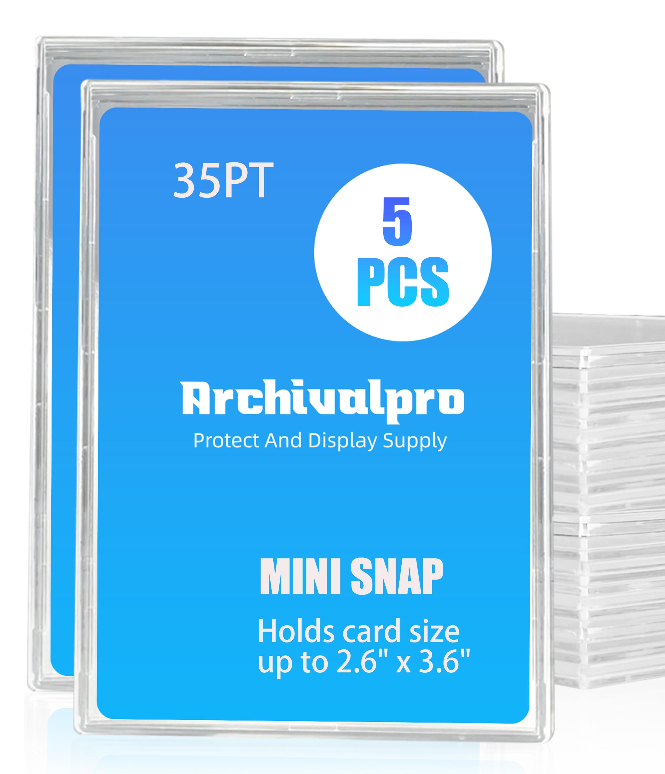 ARCHIVALPRO 5pcs Mini Snap Card Holder Hard Acrylic Sleeves Protector Mini Snaps Tite, Fit for Trading Cards,Standard Sports Cards, Baseball Card Holder Cases