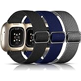 Maledan Bands Compatible with Fitbit Versa 3/ Sense/Versa 4/ Sense 2 Watch Band Men and Women, Adjustable Stretchy Fabric Sport Wristband for Fitbit Versa 3 Watch and Fitbit Sense Smartwatch Bands