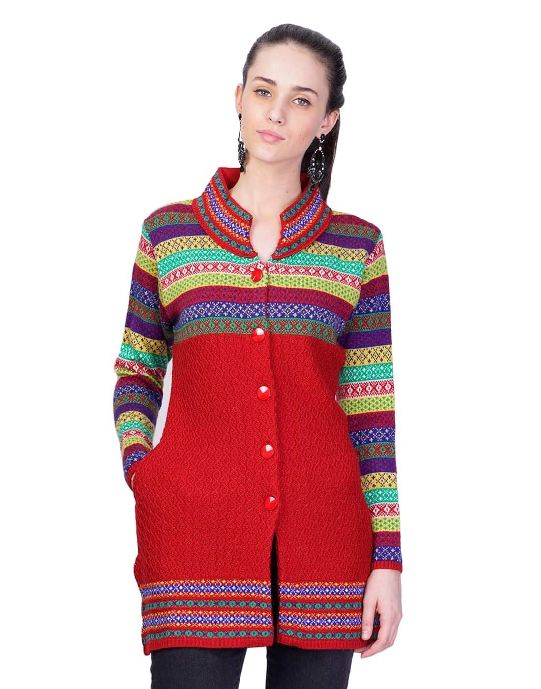 montrex red long coat for women