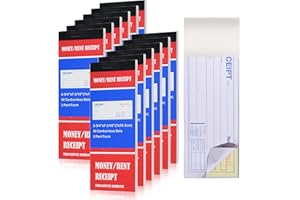 OLUTACOT 12 Pads Money and Rent Receipt Book 2.75 x 7.2 Inch Receipt Log Book Bound Cover 2 Part Carbonless Receipt Book with Carbonless Copies 50 Sets Per Book