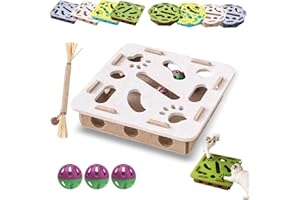 Cat Scratch Puzzle Enrichment Box, Cat Nail File Enrichment Box, Cats Puzzle Felt Maze Boxes, with Bell for Indoor Cats Scrat