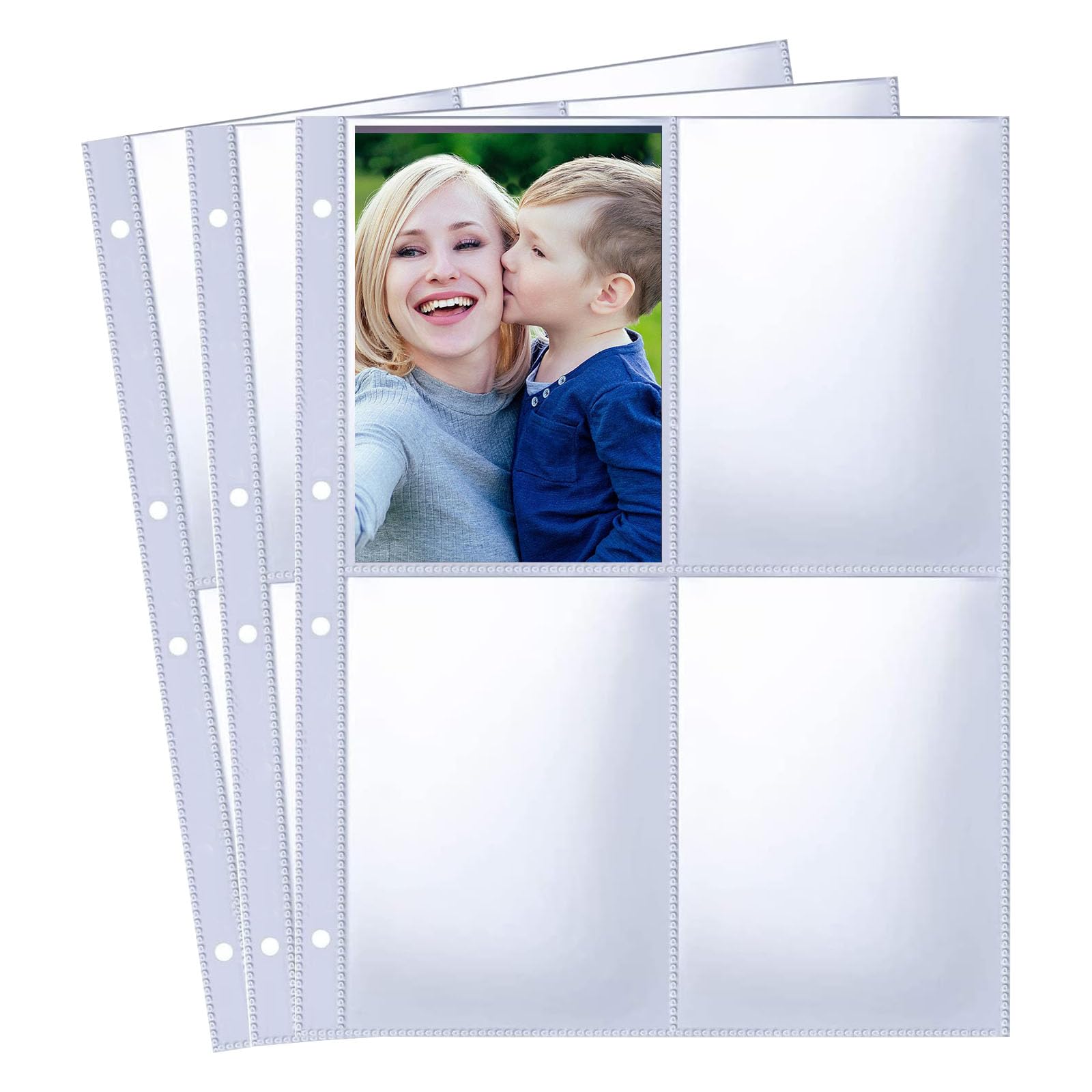 30 Pack Photocard Sleeves, 4 Compartments Photo Sleeves Double-Sided Transparent A4 Binder for Storing Photos Postcards Souvenir Paper (120 Pockets)