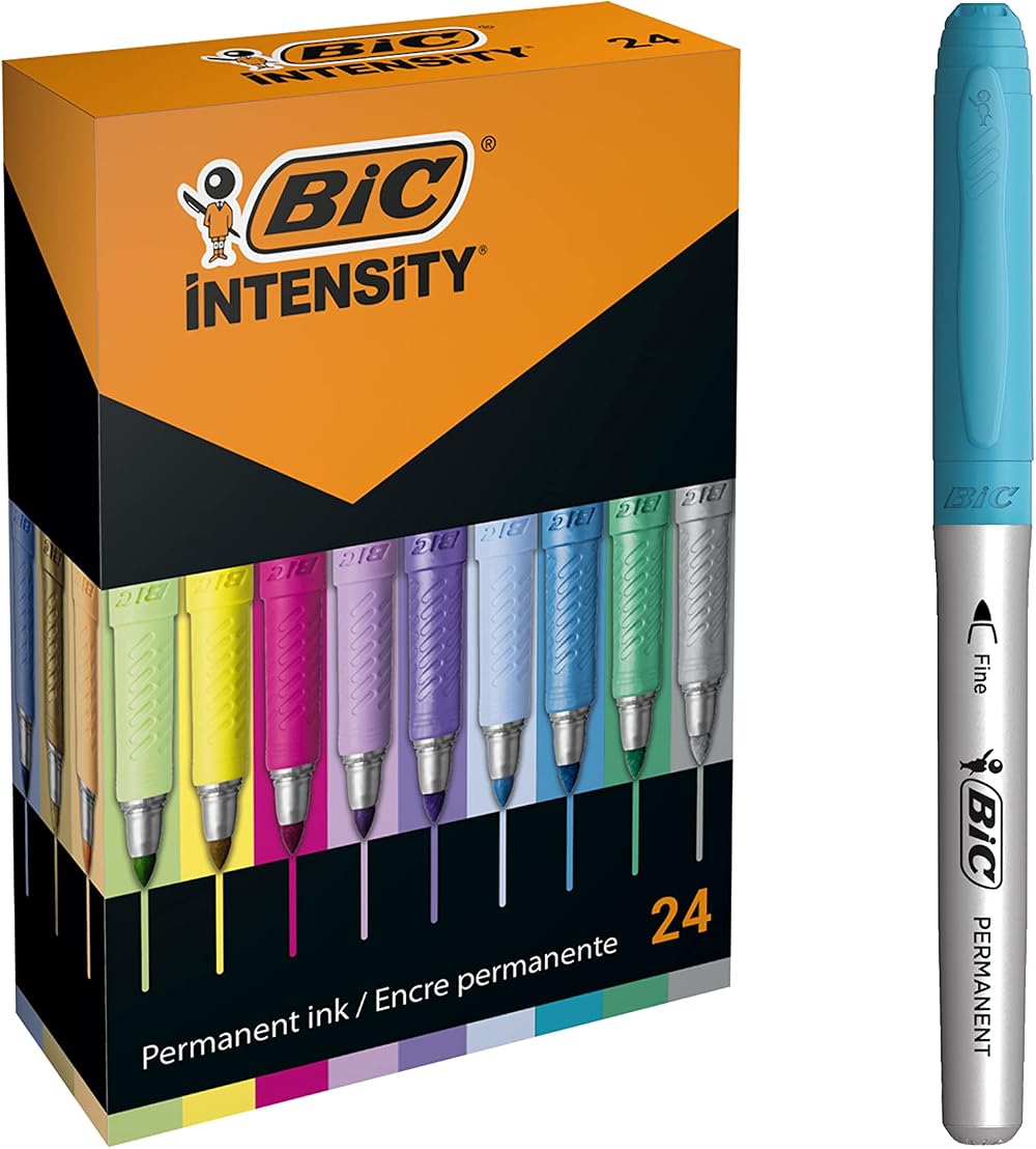 BIC Marking Permanent Markers 24 Assorted Colors Intense Pastel Metallics