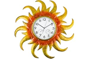 HOBYLUBY 24'' Sun Outdoor Clock with Thermometer & Hygrometer Combo, Outdoor Wall Clock Silent Non-Ticking, Quartz Outside Clock for Patio,Garden Living Room, Kitchen