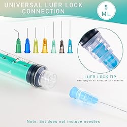 Vaokin 5ml Luer Lock Syringe, Leak-Proof Safety