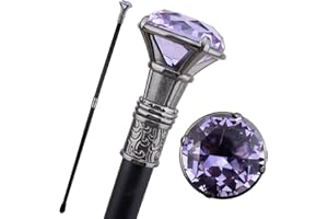 MEILUNMEIHUAN ART Purple Diamond Type Silver Walking Cane Fashion Decorative Walking Stick Gentleman Elegant Cosplay Cane Knob Crosier 93cm