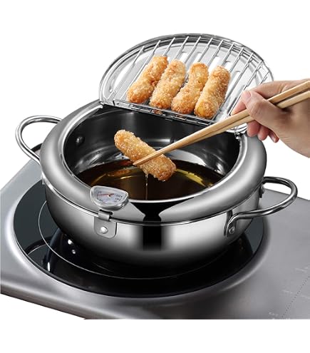 Friteuse Avec Panier 3,5L En Acier Inoxydable - Petite Friteuse Pour Maison, Poignée Anti-Brûlure - 7