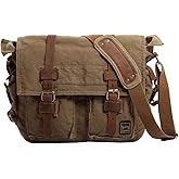 Berchirly Vintage Military Men Canvas Messenger Bag Satchel Travel Shoulder Bags For 13.3-17" Laptop