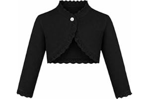 Lilax Little Girls' Knit Long Sleeve Button Closure Bolero Cardigan Shrug
