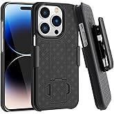 Fingic Compatible with iPhone 14 Pro Max 5G Holster Case Combo Shell Slim Rugged Case with Kickstand Swivel Belt Clip Holster Shockproof Cover for iPhone 14 Pro Max 5G (6.7 inch) 2022, Black
