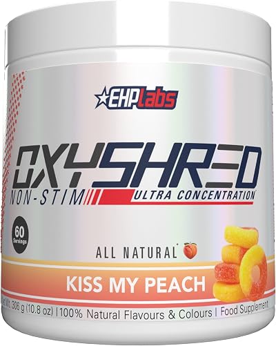 EHP LABS OxyShred Non Stimulant Thermogenic Pre Workout Powder Peach 60 Servings