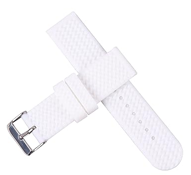 22Mm Fashion White Stainless Steel Perforated Soft Diving Rubber Watch Band Sport for Christmas Gifts