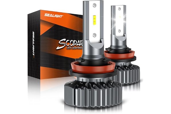 SEALIGHT H11 H8 H9 LED Headlight Bulbs, 64000 Lumens Super Bright LED Bulbs, Fanless Design, 6500K Cool White, Non-Polarity,