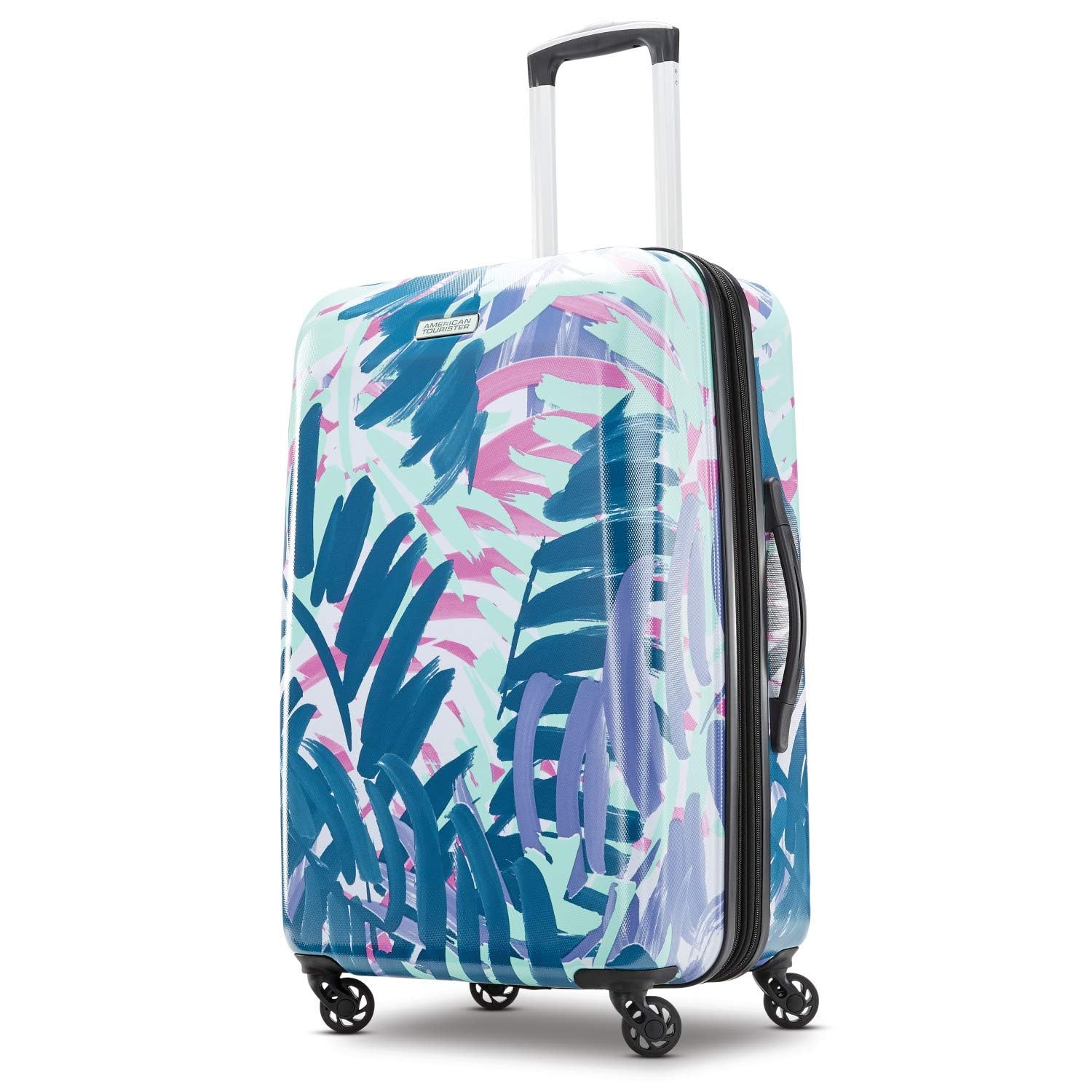 American Tourister Moonlight Hardside Expandable Luggage with Spinner Wheels, Palm Trees, Checked-Medium 24-Inch