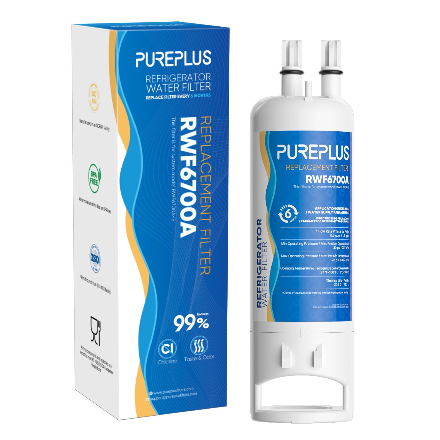 Photo 1 of PUREPLUS EDR1RXD1 Replacement for Everydrop® Filter 1, W10295370A, W10295370, EDR1RXD1B, P8RFWB2L, P4RFWB, Kenmore® 46-9081, 46-9930, WD-F38,WRS325SDHZ Refrigerator Water Filter, 1 Pack