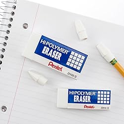 Pentel Hi-Polymer Block Eraser, White, 10/Box