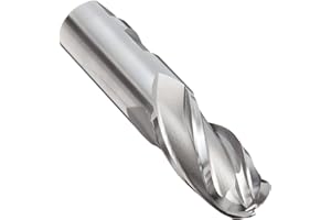 YG-1 E2020 Cobalt Steel Ball Nose End Mill, Weldon Shank, Uncoated (Bright) Finish, Non-Center Cutting, 30 Deg Helix, 4 Flutes, 3.25" Overall Length, 0.5" Cutting Diameter, 0.5" Shank Diameter