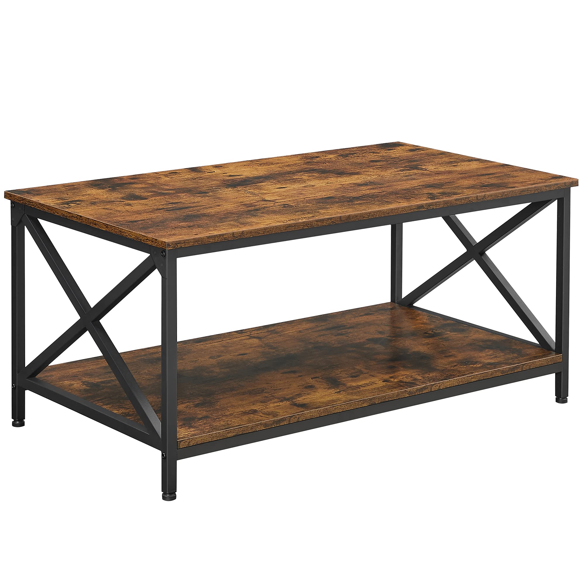 VASAGLE Coffee Table, Cocktail Table with XShape Steel Frame and