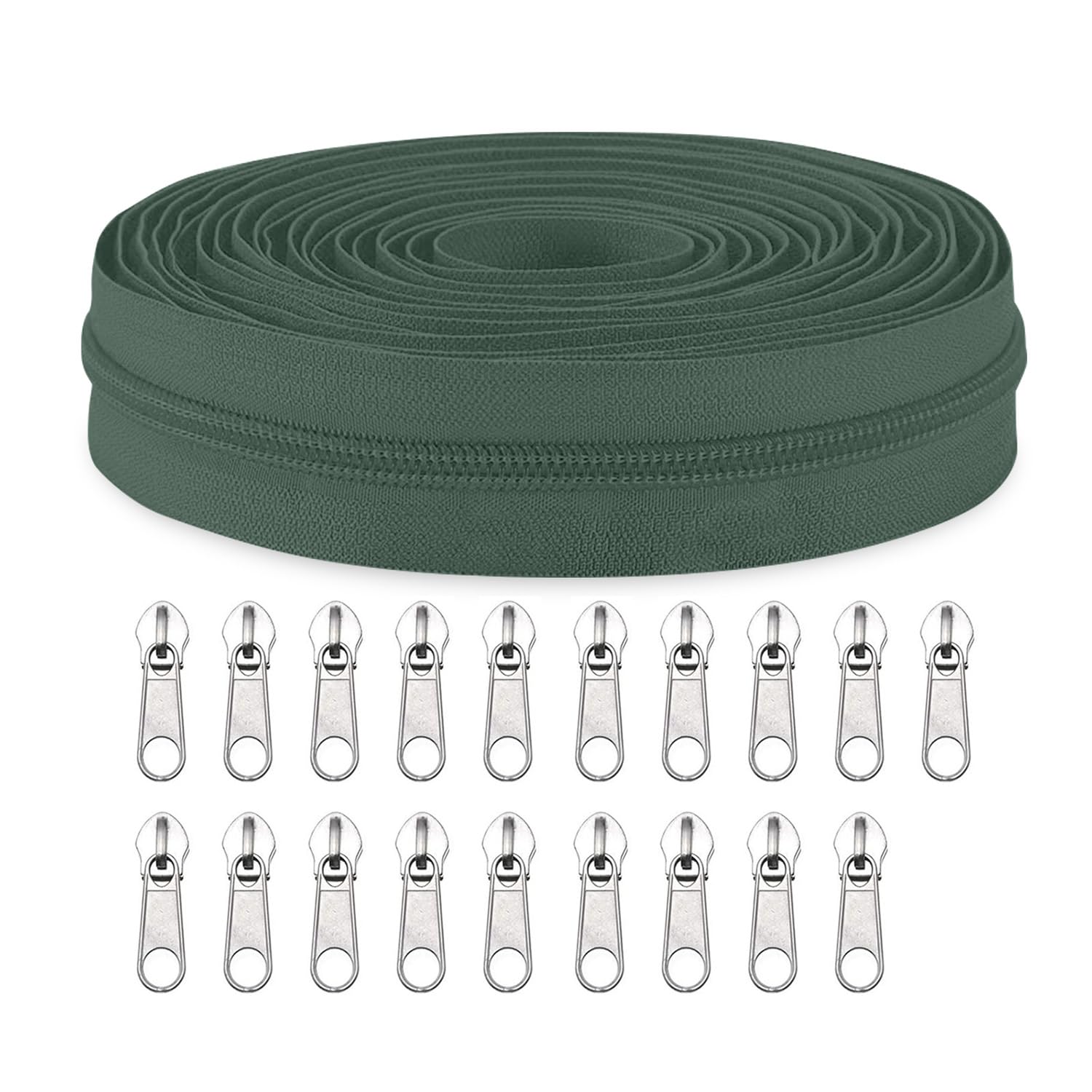 Sawoake #5 Nylon Coil Zippers by The Yard Bulk 10 Yards with 20pcs Zipper Sliders for DIY Sewing Tailor Craft Bag Garment Home Textile…(Cinerous)