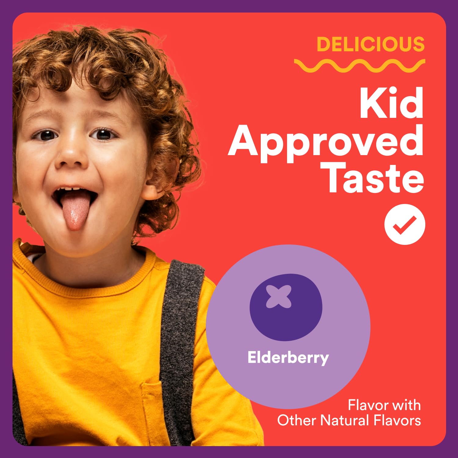 SmartyPants Kids Immunity Elderberry Gummies: Kids Immune Support Supplement, Vitamin C, Vitamin D, Vitamins B6 & B12 and Zinc, Gluten Free, Elderberry Flavor, 60 Count (30 Day Supply)