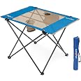 SUNNYFEEL Outdoor Folding Table | Lightweight Mesh Compact Camping Table, Roll Up Top 2 People Portable Camp Tables with Carr