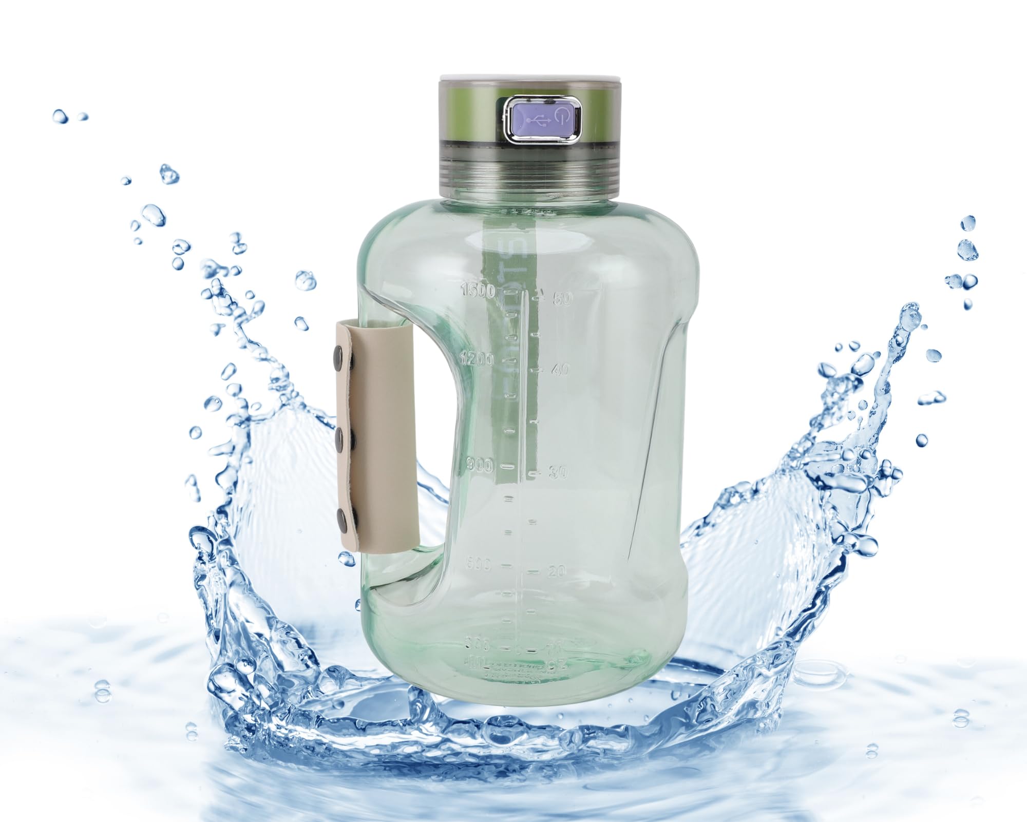 1.5L Hydrogen Water Bottle, Portable Hydrogen Water Machine, Hydrogen Water Bottle Generator with SPE PEM Tech, Sports Water Bottle for Drinking Water, for Family Fitness (Light