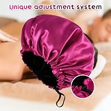 Fuyamp Satin Sleep Cap 2 Pack Adjustable Double-Sided Waterproof Red Black view 3