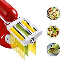 Pasta Maker Attachment for KitchenAid Stand Mixers 3 in 1 Set Includes Pasta Roller Spaghetti Cutter & Fettuccine Cutter…