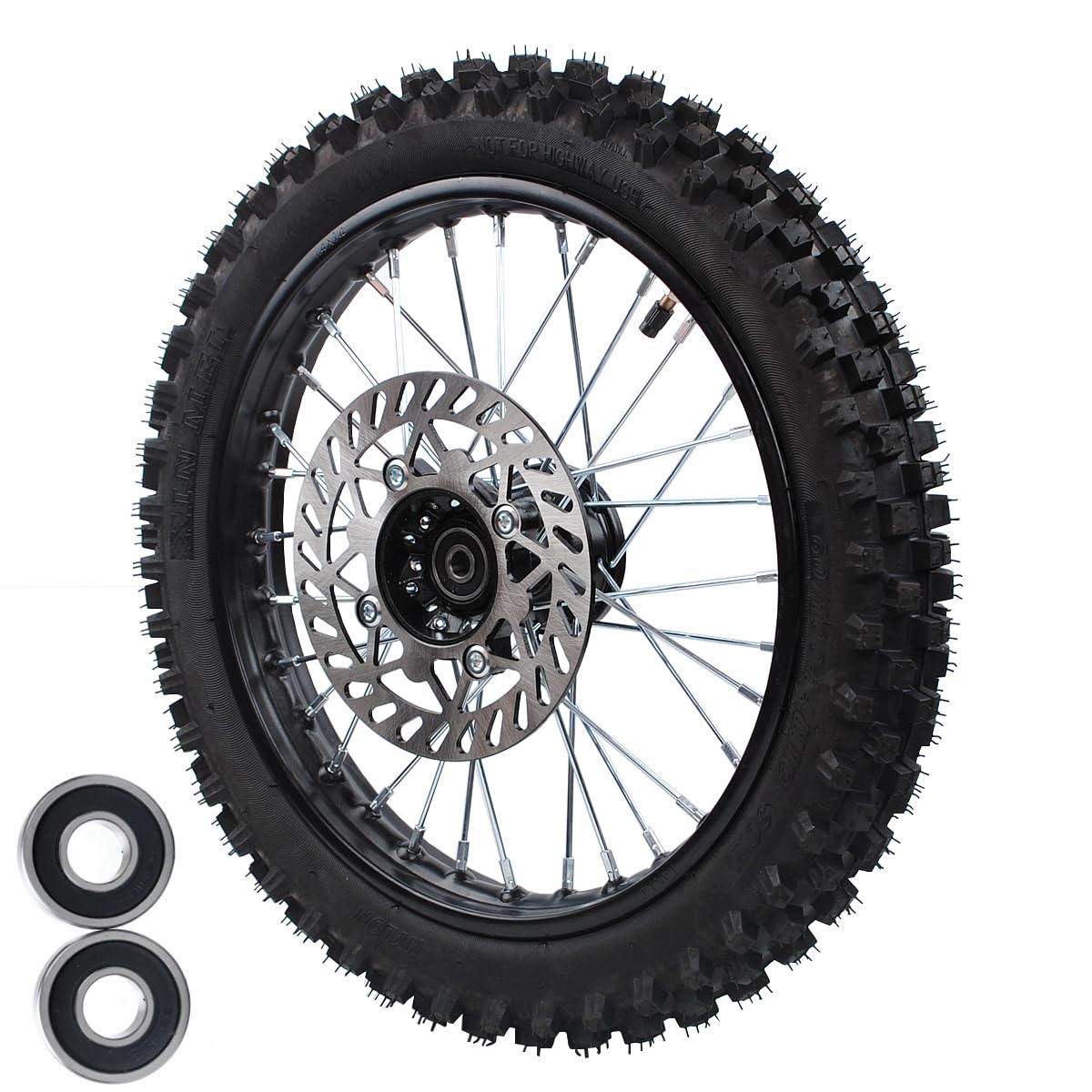 Photo 1 of 12-15mm Bearing Front 60/100-14 2.75-14 Rim tube tire Disc Brake Wheel Rim With for Pit Dirt Bike 190MM brake disc