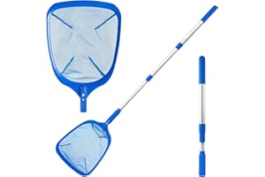 LEVOTIYER Pool Skimmer - Pool Net with 3 Section Pole, Pool Skimmer Net with Fine Mesh Net, Telescopic Aluminum Pole, Plastic Frame, Ultra-fine Pool Skimmer for Ponds, Fish Tank, Hot Tub