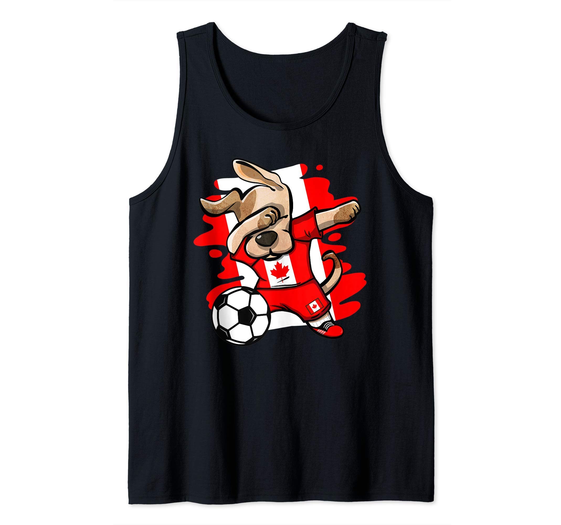 Dabbing Dog Canada Soccer Fans Jersey Canadian Flag Football Tank Top