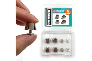 Honigo 4 Pack Silver Rivets Stud Handbag Purse Feet 1/2 inch Flat Head Metal Solid Brass Studs Screw Back Feet 12mm Buckle Spikes Leathercraft for Leather Bag Totes DIY Craft