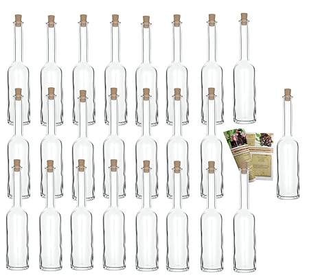 24 leere Glasflaschen 'Opera' 100 ml incl. Korken zum selbst Abfüllen Likörflasche Schnapsflasche