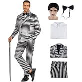 1920s Costume Mens Gangster Stripe Blazer Pants Shirt Necktie Halloween Family Suit for Men