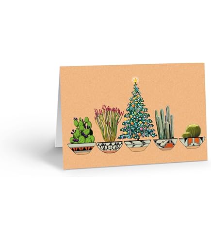 Stonehouse Collection Saguaro Christmas Cards - 18 Desert Holiday Cards With Envelopes