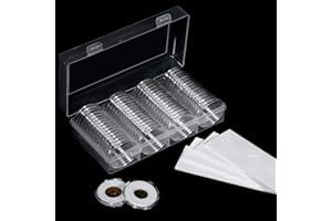 FRIMOONY 41mm Coin Capsules, with Foam Gasket and Plastic Storage Box, for Coin Collection
