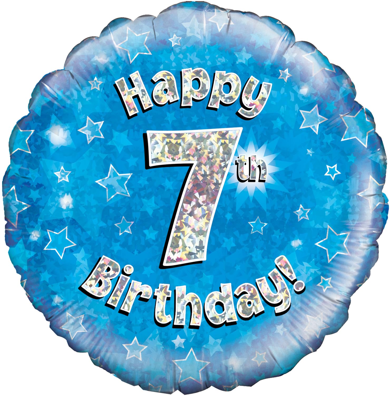 Oaktree 18" Happy 7th Birthday Blue Holographic