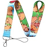 Pinstant Capybara Cartoon Cute Kawaii 17.7" Neck Lanyard Keychain Holder ID Badge Mobile Phone Pin Strap