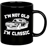 Panvola I'm Not Old I'm Classic Retirement Gift Mug Retired Senior Dad Father Grandpa Granddad Birthday Gifts For The Car Enthusiast Ceramic Cup (Black)