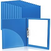 Teling 12 Pack Punchless Clamp Binder Folders, Blue