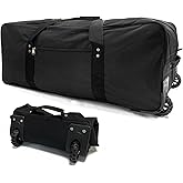 TELOSPORTS 36 inch Large Foldable Duffle Bag with Wheels 600D Oxford Collapsible Large Heavy Duty Cargo Duffel storage Duffel